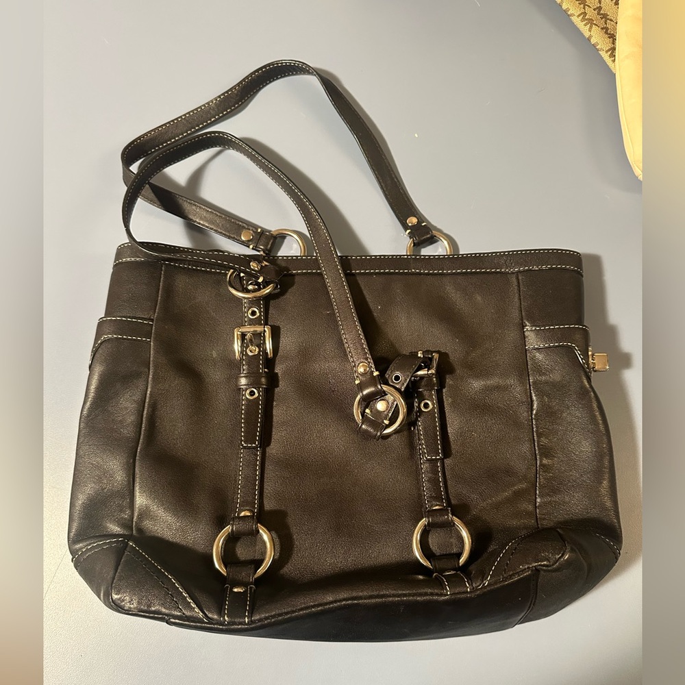 Coach Black Leather Tote Bag - Picture 2 of 5